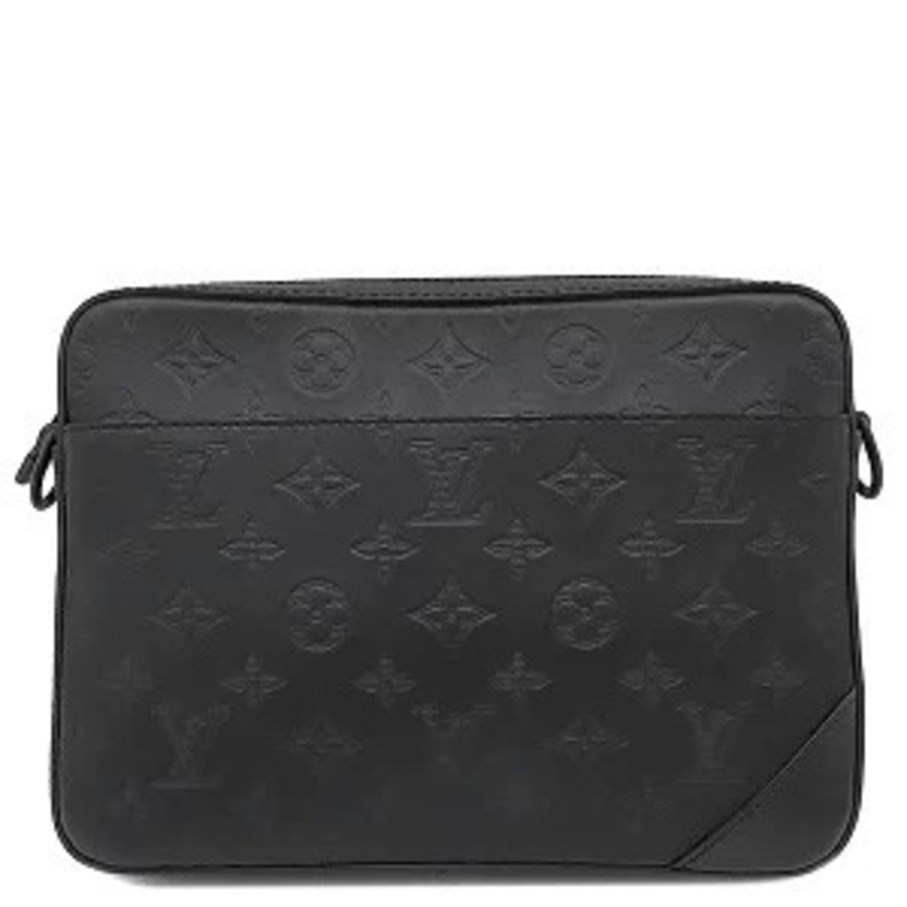 Louis Vuitton Trio Messenger Shoulder Bag Leather Shadow Black Crossbody